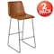 Flash Furniture 30" LeatherSoft Bar Height Barstools, Light Brown, PK2 2-ET-ER18345-30-LB-GG - alternate 4